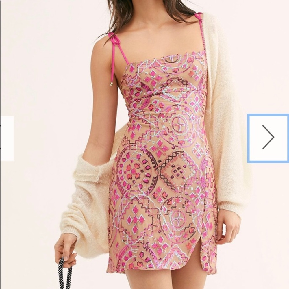 Free People show off mini sequin dress